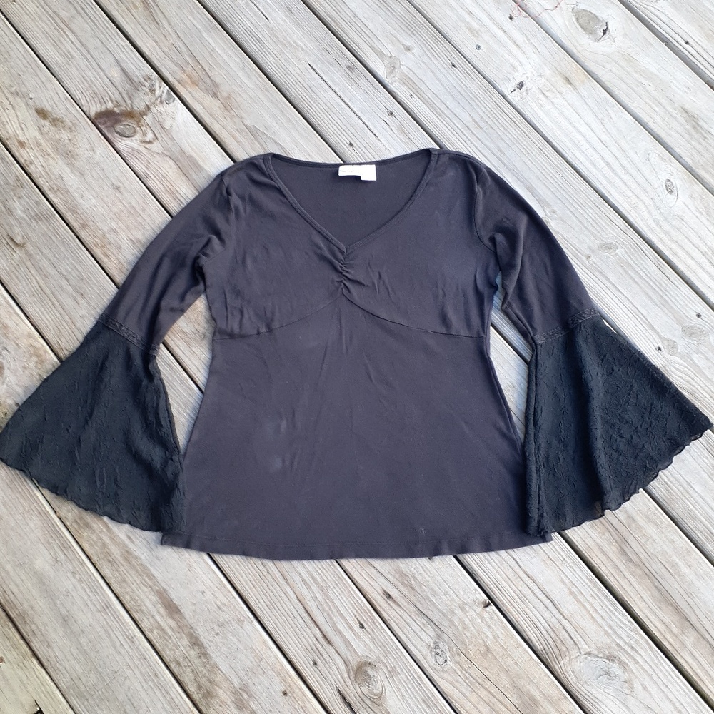 3 for $20 Spiegel womens black flare sleeve blouse